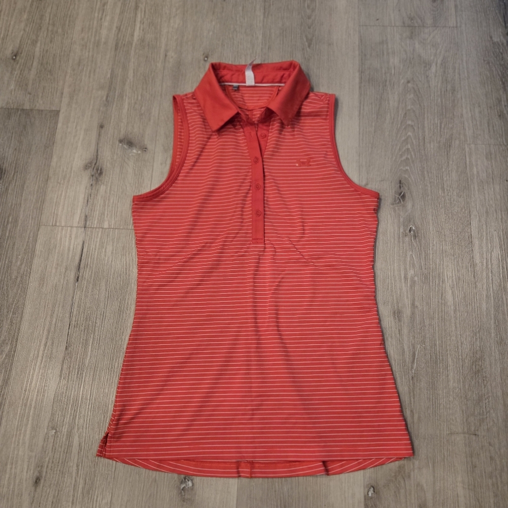 Under Armour Sleeveless Striped Polo Womens Size Small